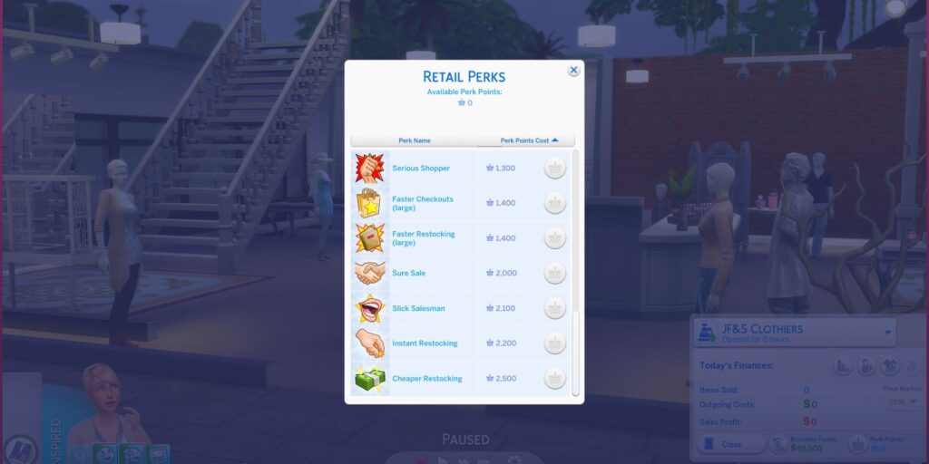 sims perk points