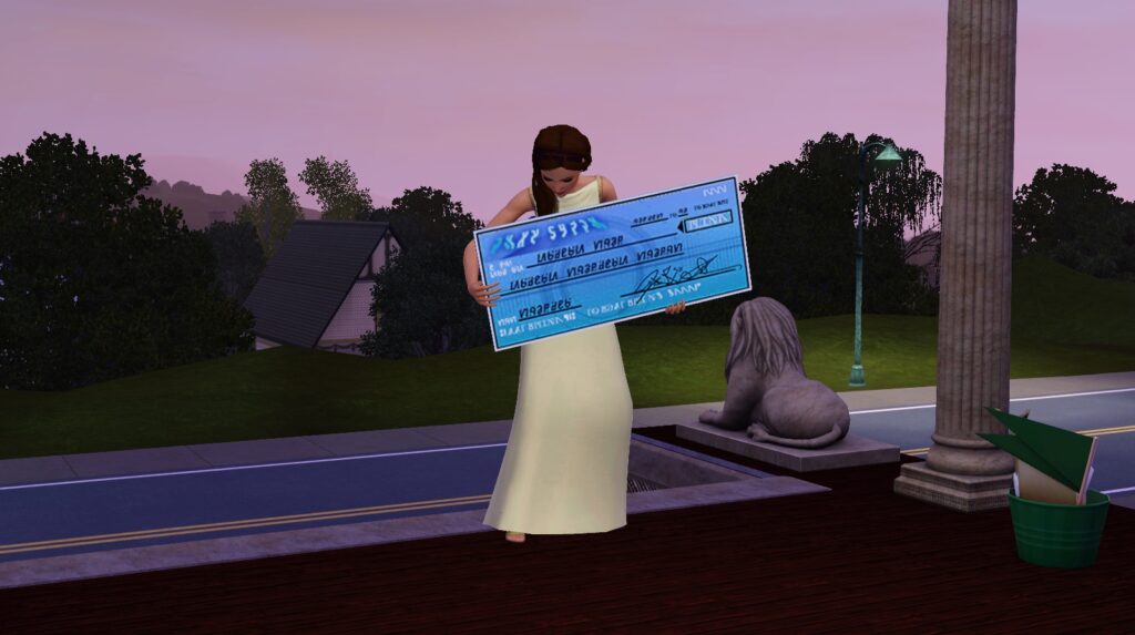 sims win lotto